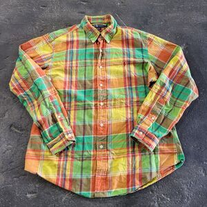 Ralph Lauren Shirt Size L Yellow Green Plaid Outdoor Button Up Long Sleeve